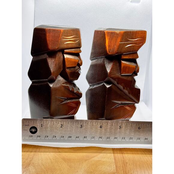 1970s Vintage Japanese Ainu Hand-Carved Wooden Statues (Set of 2) - Picture 10 of 12
